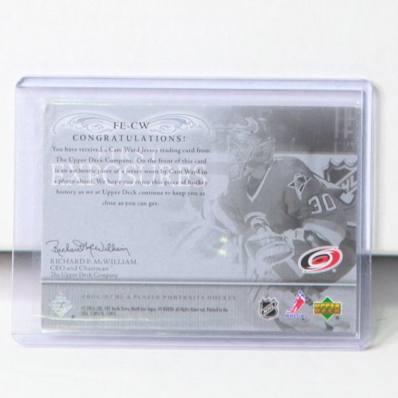 Cam Ward Be A Player Upper Deck Photoshoot Worn Hockey Card Carolina Hurricanes - Picture 2 of 2